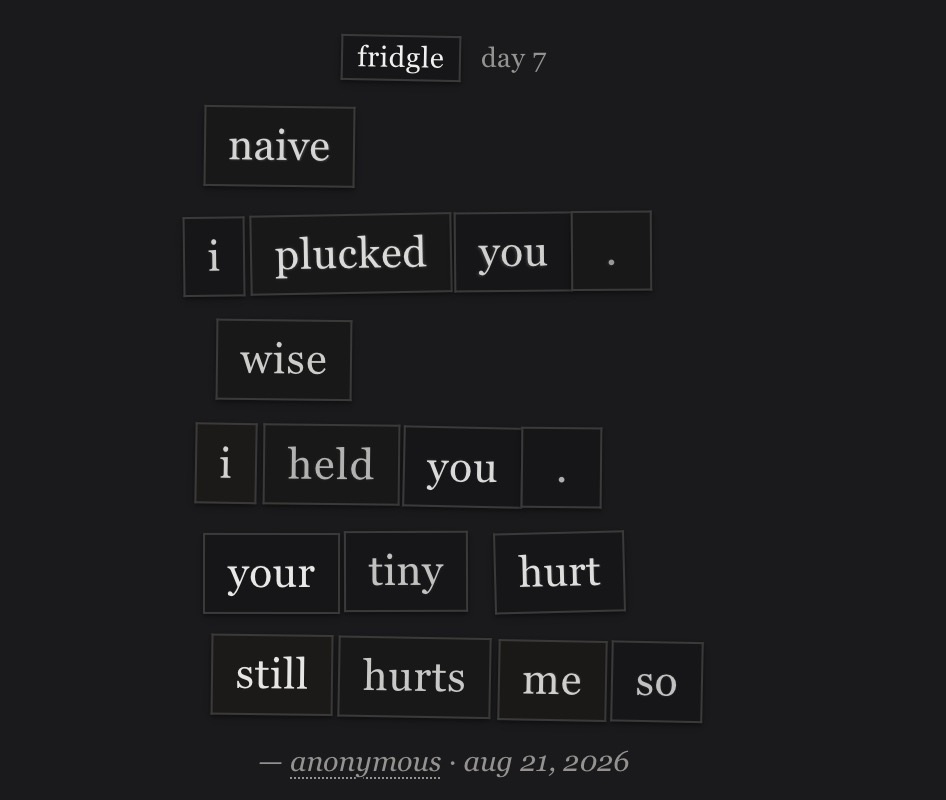 fridgle day 7 · aug 21, 2026