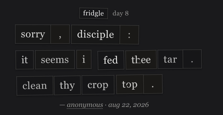 fridgle day 8 · aug 22, 2026