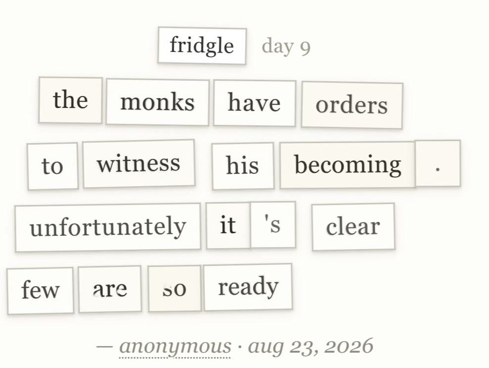 fridgle day 9 · aug 23, 2026
