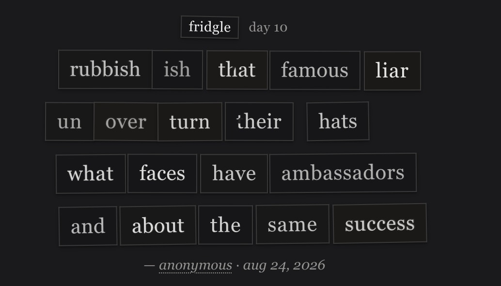 fridgle day 10 · aug 24, 2026