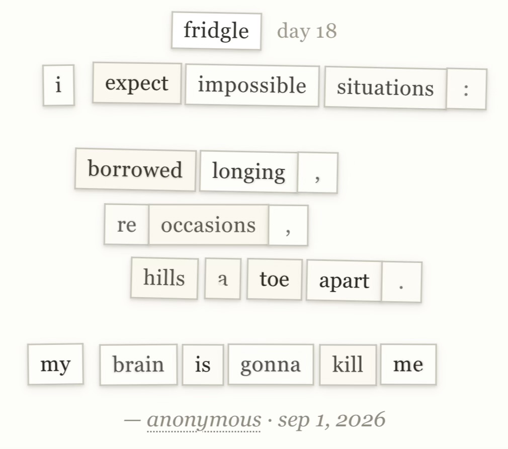 fridgle day 18 · sep 1, 2026