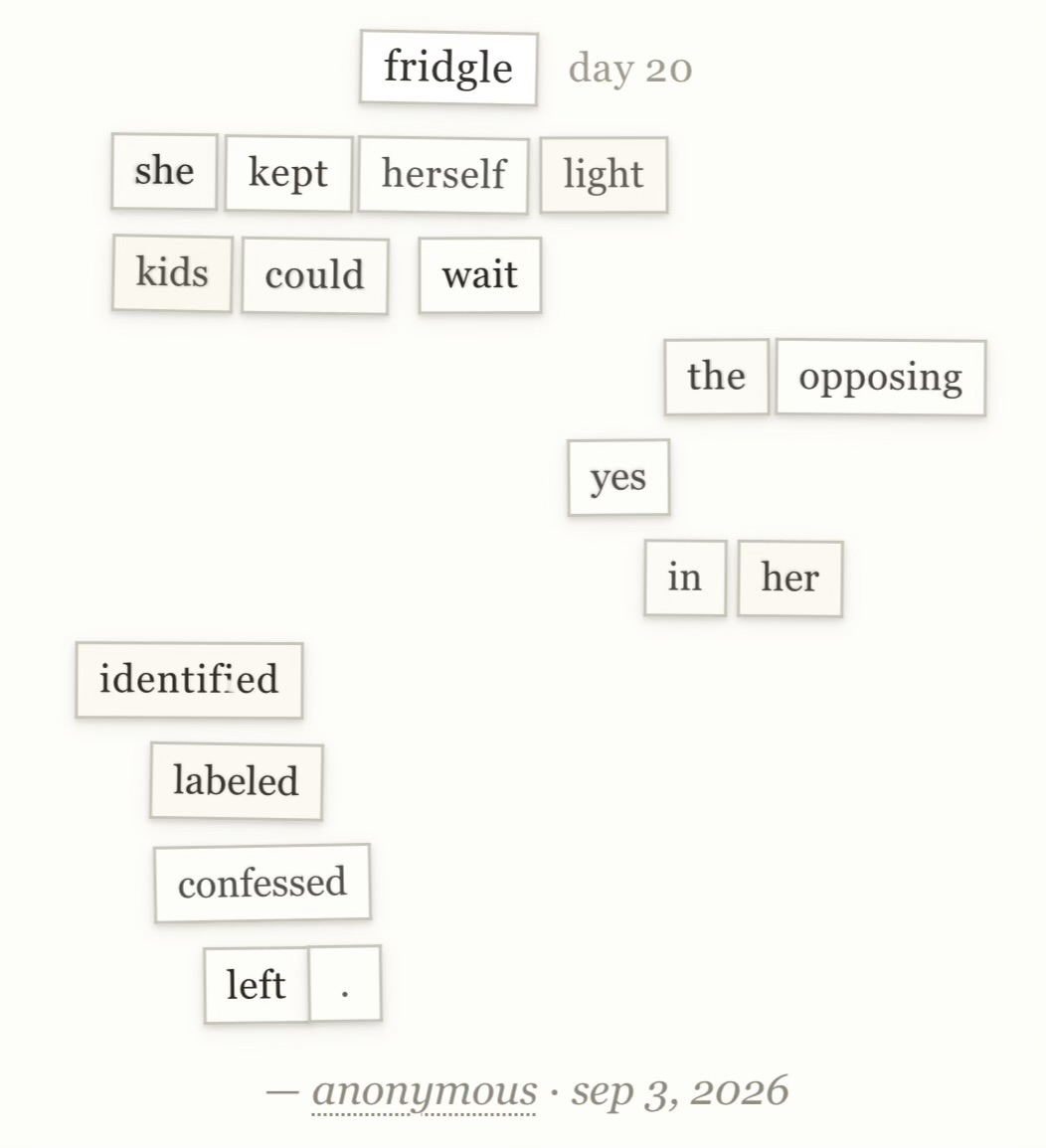 fridgle day 20 · sep 3, 2026