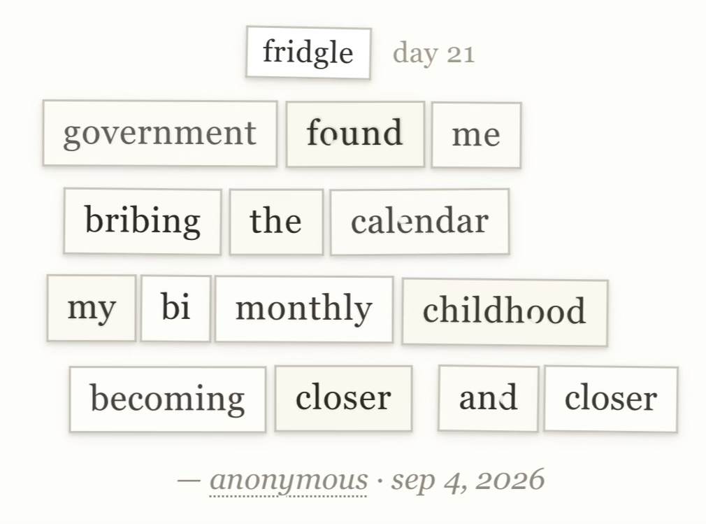 fridgle day 21 · sep 4, 2026