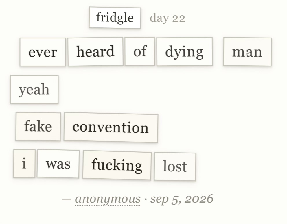 fridgle day 22 · sep 5, 2026