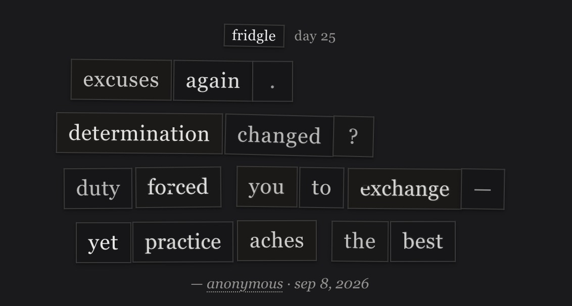 fridgle day 25 · sep 8, 2026